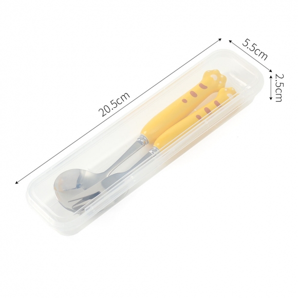 꾹꾹호랑 휴대용 숟가락 포크 세트(옐로우)