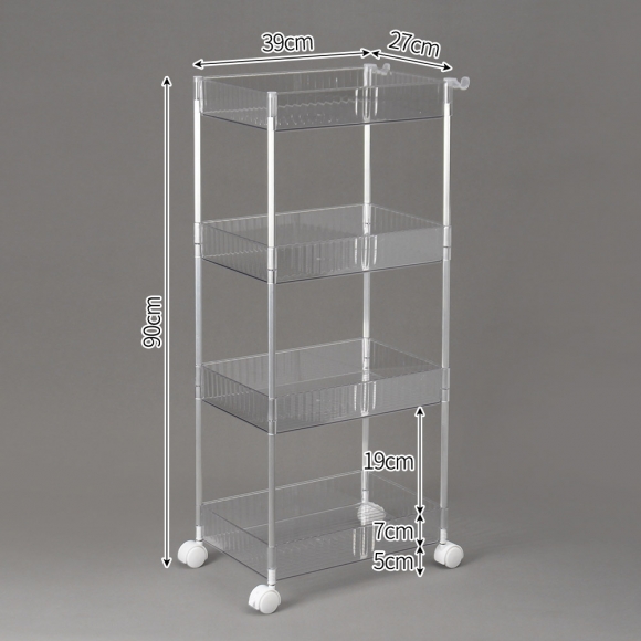 심플리 투명 4단 이동식 선반(39x27cm)