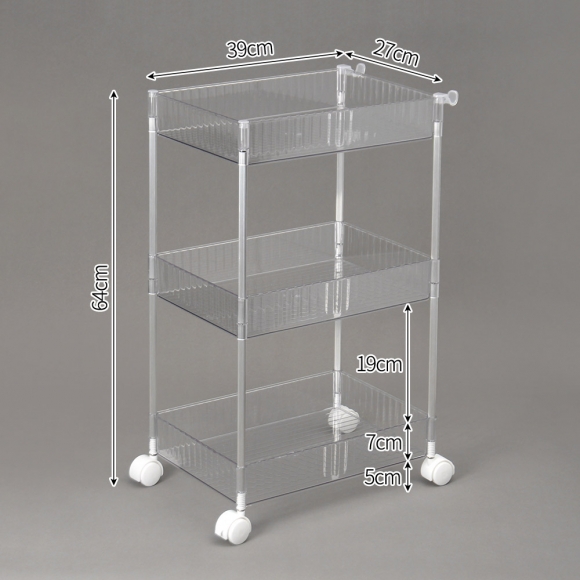 심플리 투명 3단 이동식 선반(39x27cm)