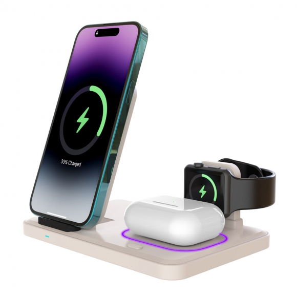 스마트웨이 3in1 애플용 무선충전기(베이지)