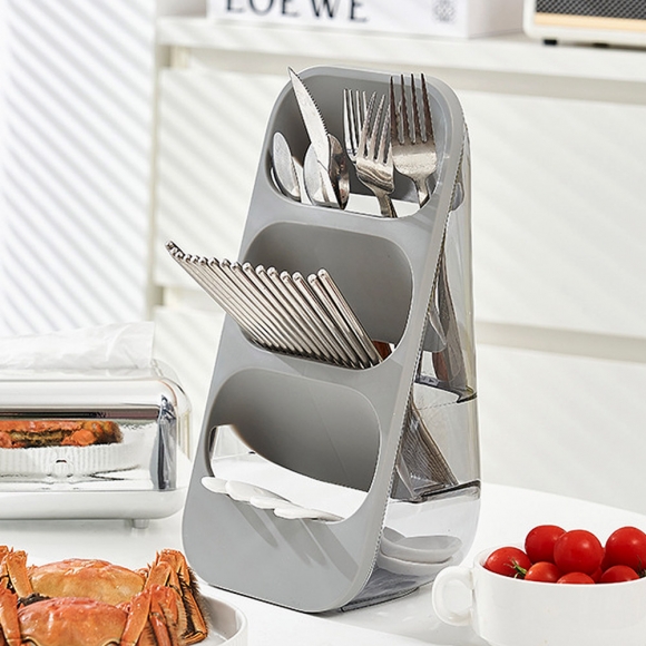 3단 물빠짐 스탠딩 수저통(그레이)