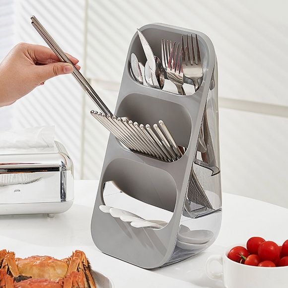 3단 물빠짐 스탠딩 수저통(그레이)