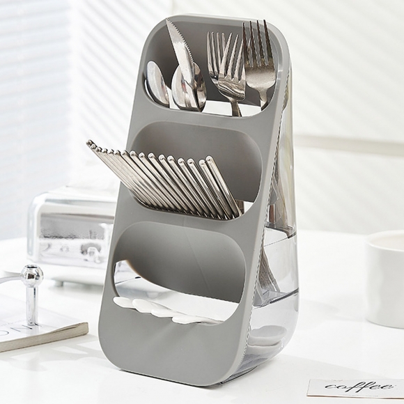 3단 물빠짐 스탠딩 수저통(그레이)