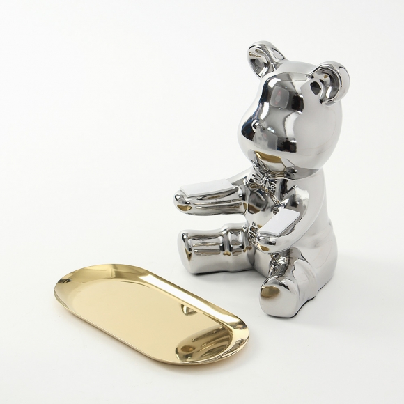 인테리어 곰돌이 소품트레이(실버)