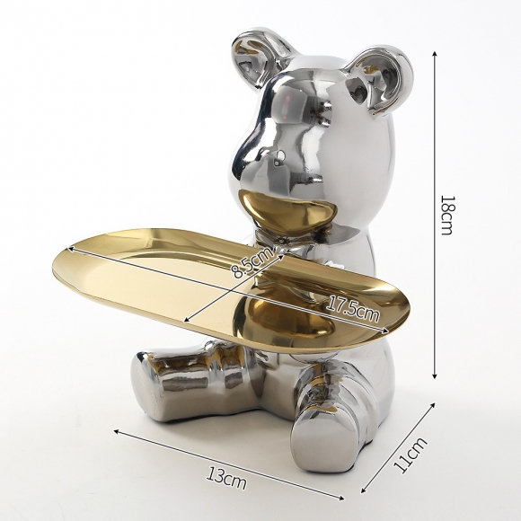 인테리어 곰돌이 소품트레이(실버)
