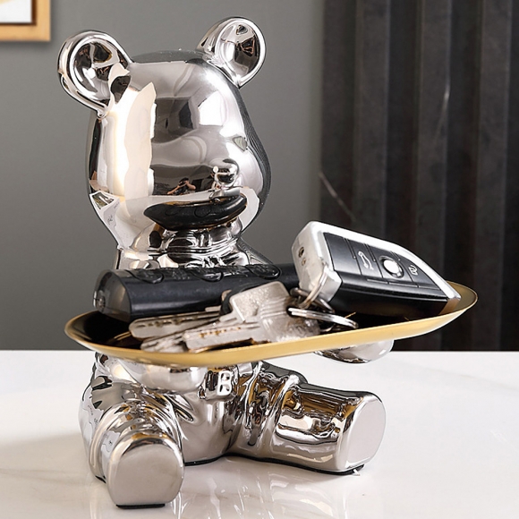 인테리어 곰돌이 소품트레이(실버)