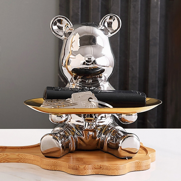 인테리어 곰돌이 소품트레이(실버)