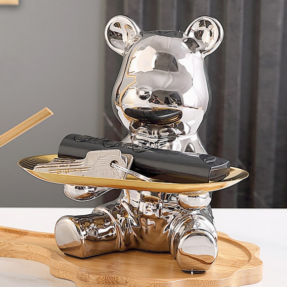 인테리어 곰돌이 소품트레이(실버)