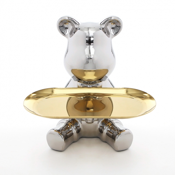 인테리어 곰돌이 소품트레이(실버)