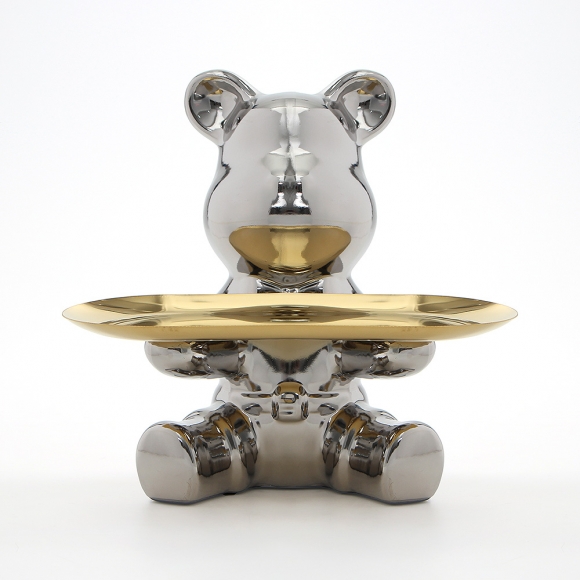 인테리어 곰돌이 소품트레이(실버)