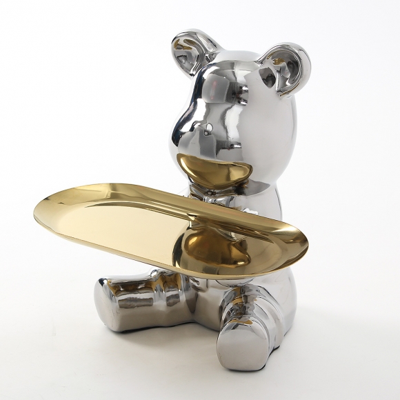 인테리어 곰돌이 소품트레이(실버)