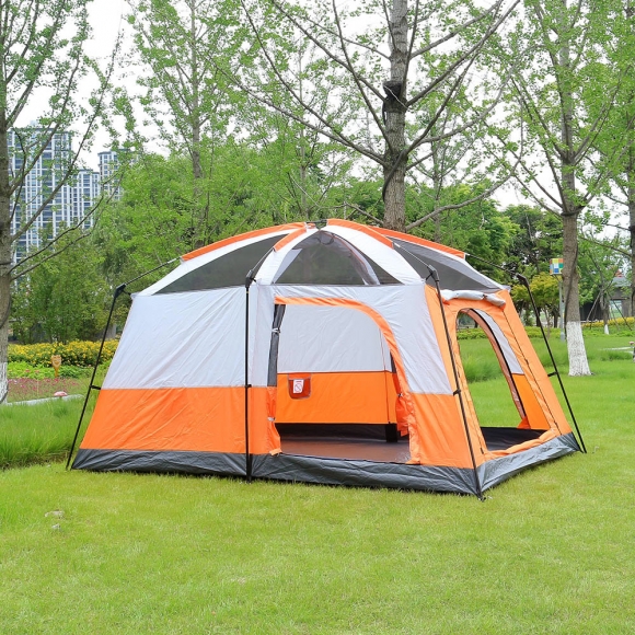 4-6인용 패밀리캠핑 거실형 텐트(오렌지)