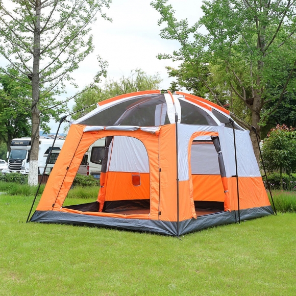 4-6인용 패밀리캠핑 거실형 텐트(오렌지)