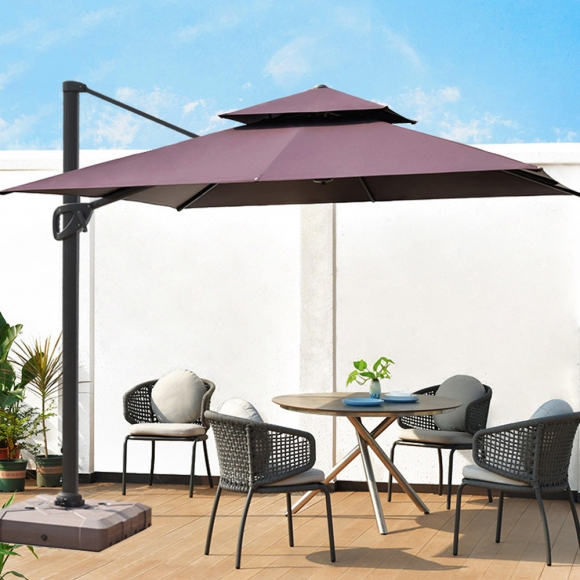 솔리드 LED 태양광 대형 사각 파라솔(와인) (3m) 