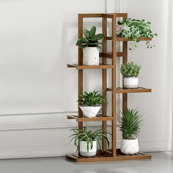 홈가드닝 5단 대나무 화분 진열대(월넛) 