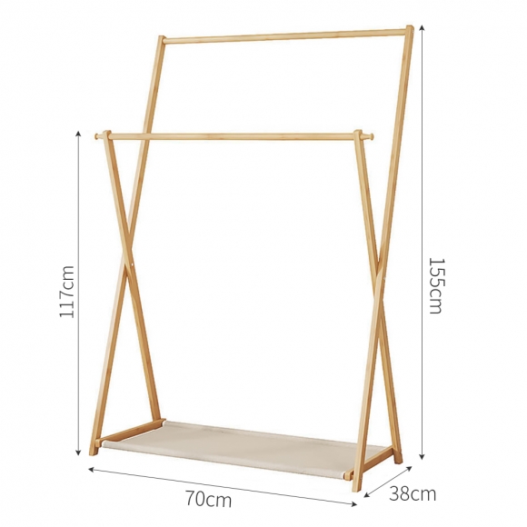 슬림 대나무 2단 스탠드 선반 행거 (70cm) (오크)