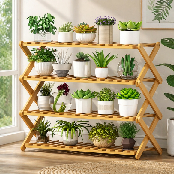 플랜 대나무 인테리어 화분진열대 ver10 (4단)