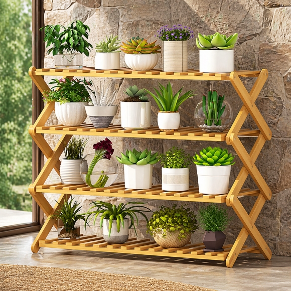 플랜 대나무 인테리어 화분진열대 ver10 (4단)