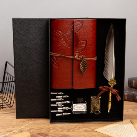 [별도결제] 5종 스펠릭 깃털 만년필 노트세트(그레이)