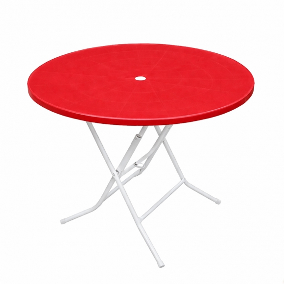 원형 접이식 테이블(레드) (80cm)