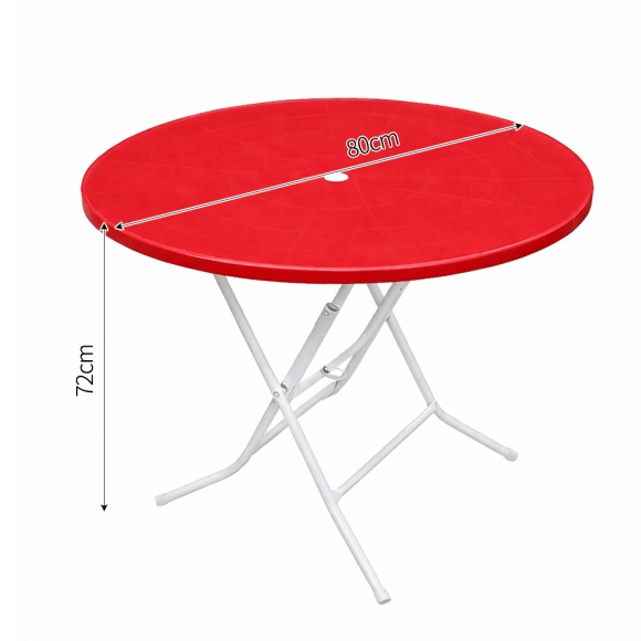 원형 접이식 테이블(레드) (80cm)
