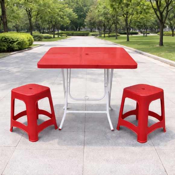 사각 접이식 테이블(레드) (75cm)