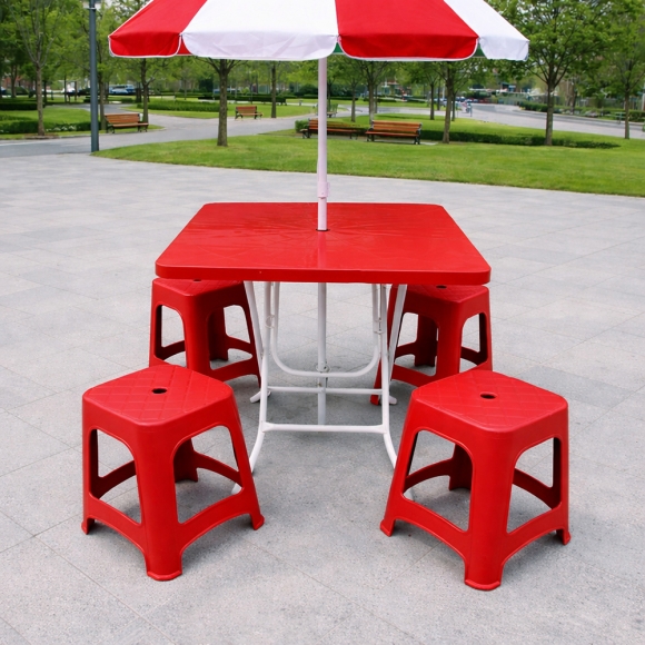 사각 접이식 테이블(레드) (75cm)