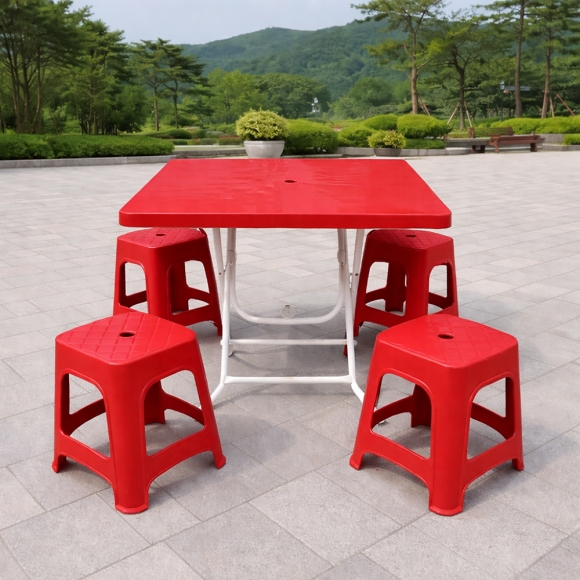 사각 접이식 테이블(레드) (75cm)