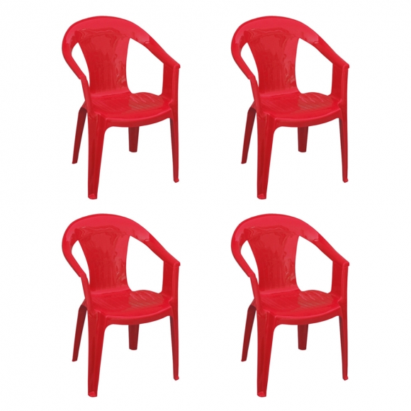 팔걸이 의자 4p세트(레드)