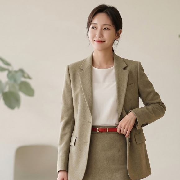 로아 클래식 얇은 여성 벨트 (레드)