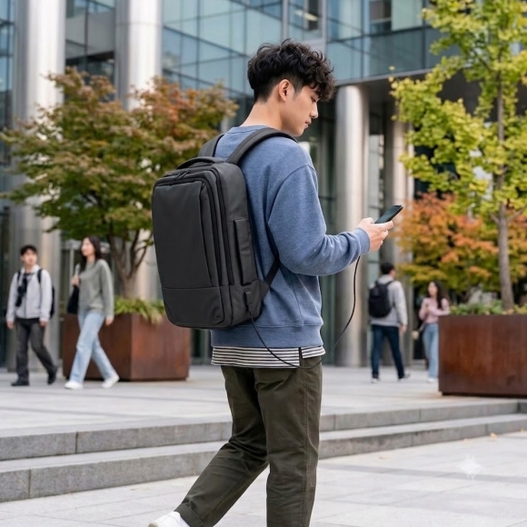 요크 USB충전 확장 백팩 (블랙)