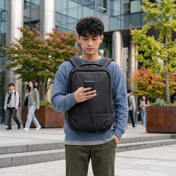 요크 USB충전 확장 백팩 (블랙)
