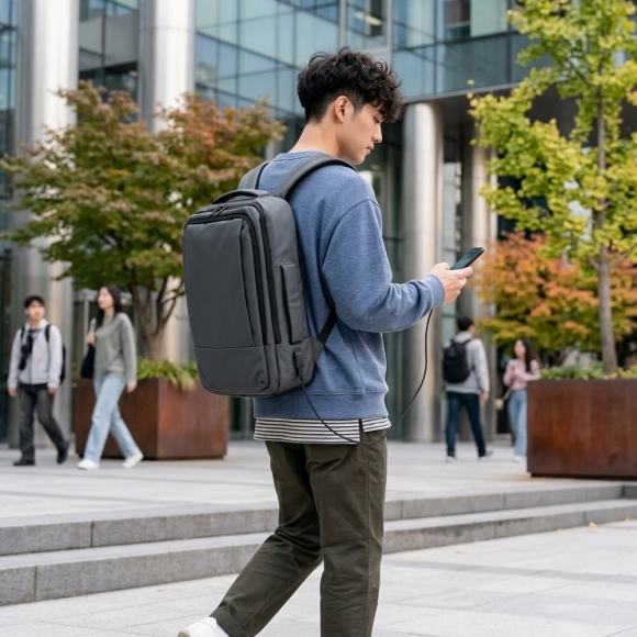 요크 USB충전 확장 백팩 (그레이)