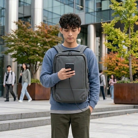 요크 USB충전 확장 백팩 (그레이)