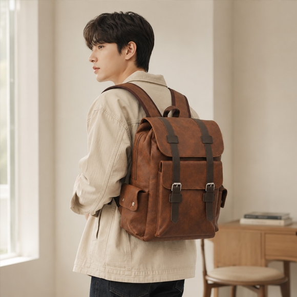 벤티지 클래식 가죽 백팩(브라운)