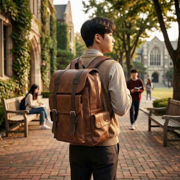벤티지 클래식 가죽 백팩(브라운)