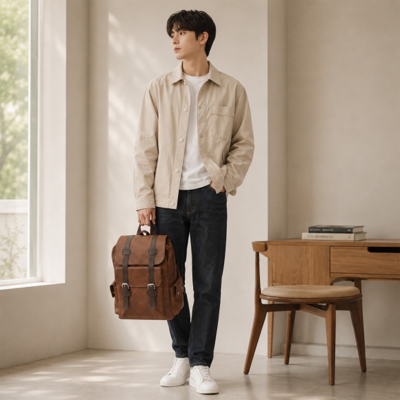 벤티지 클래식 가죽 백팩(브라운)