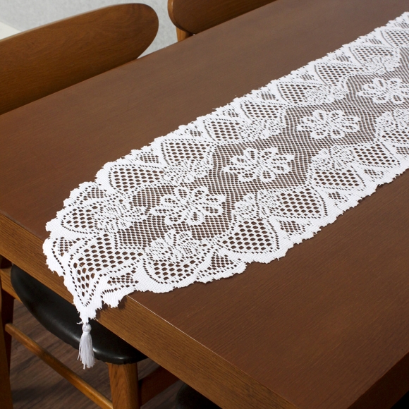 프렌치 레이스 테이블 러너(33x137cm) (화이트)