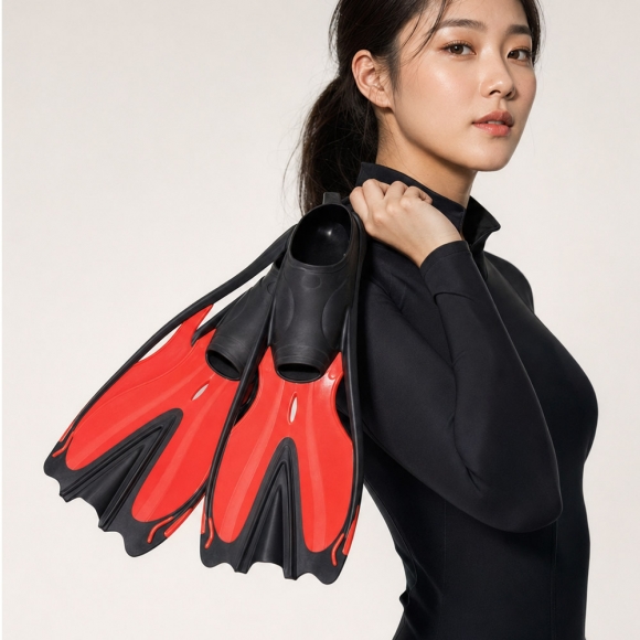 알오마 스피드 고탄력 오리발(레드) (240-245mm)