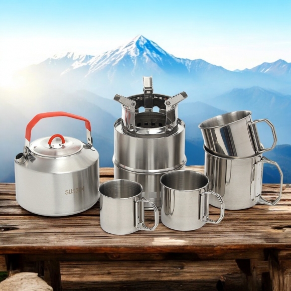 캠핑마운틴 주전자 스토브 세트(1.5L) (4종 컵 포함)