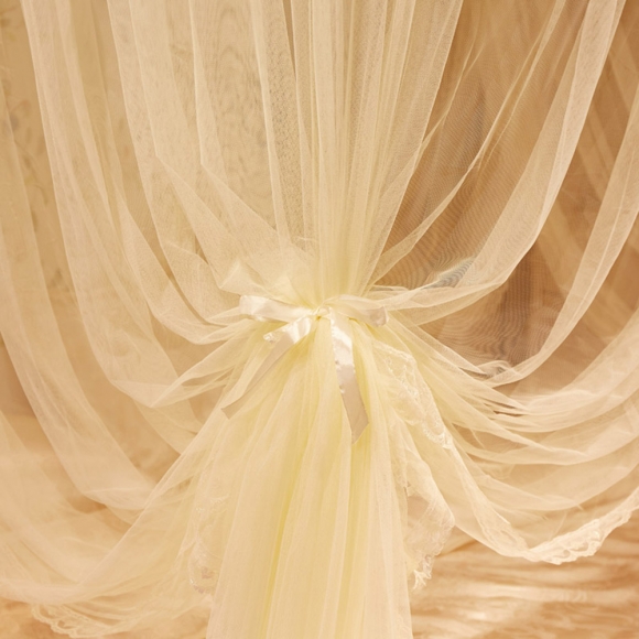 [리빙피스] 안젤라 커튼형 침대 모기장(180x200cm) (베이지)