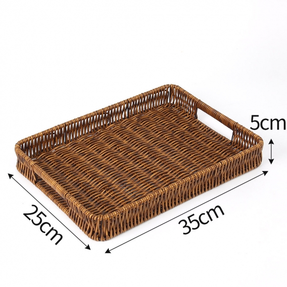 센스 사각 라탄짜임 트레이(35x25cm) (월넛)