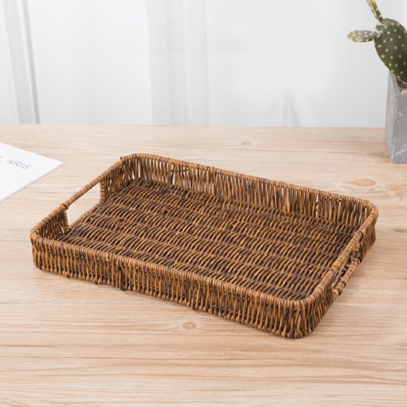 센스 사각 라탄짜임 트레이(35x25cm) (월넛)