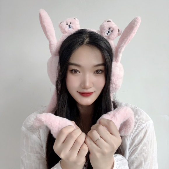 쫑긋 곰돌이 움직이는 귀마개(핑크)