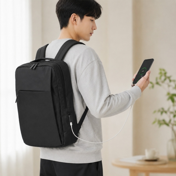 벡터 USB충전 노트북 백팩 (블랙)