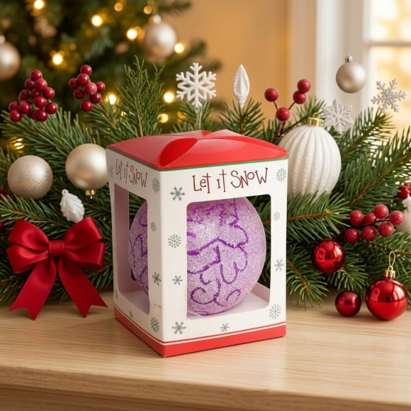 판타지 글리터 장식볼 (8cm) (퍼플)
