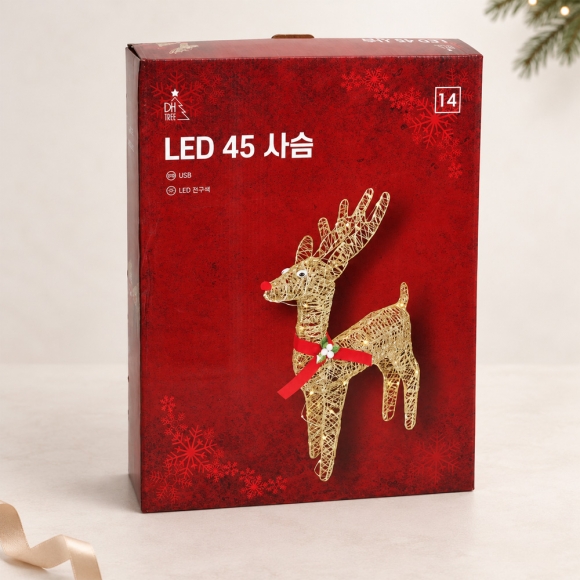 45cm 골든 루돌프 LED 사슴 장식