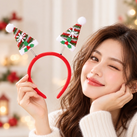 뿅뿅메리 크리스마스 머리띠(트윙클모자)