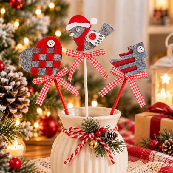 코지윈터 크리스마스 데코 픽 3p세트