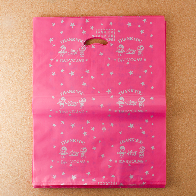 Oce 손잡이 봉투 비닐 쇼핑백 100p 핑크 35cm 비닐백 포장백 포장팩